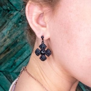 Black Cross Dangle Earrings